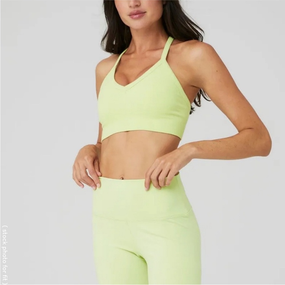 ALO Yoga Low Back Ribbed Light Green Sports Bra